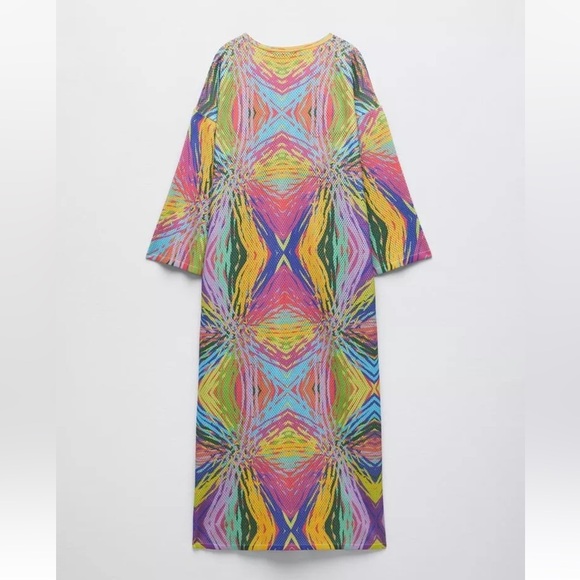 ZARA OPEN KNIT JACQUARD TUNIC MULTICOLORED REF. 3859/048 Small NWT - Picture 8 of 9